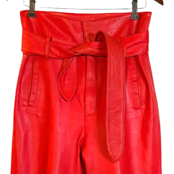 MARISSA WEBB Brennan Red Lamb Leather High Waisted Trousers in Sz 6 - Picture 4 of 8